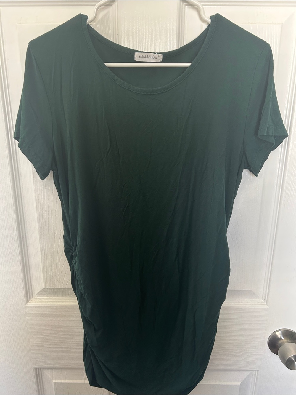 Smallshow Maternity Forest Green Short Sleeve Scoop Neck Top